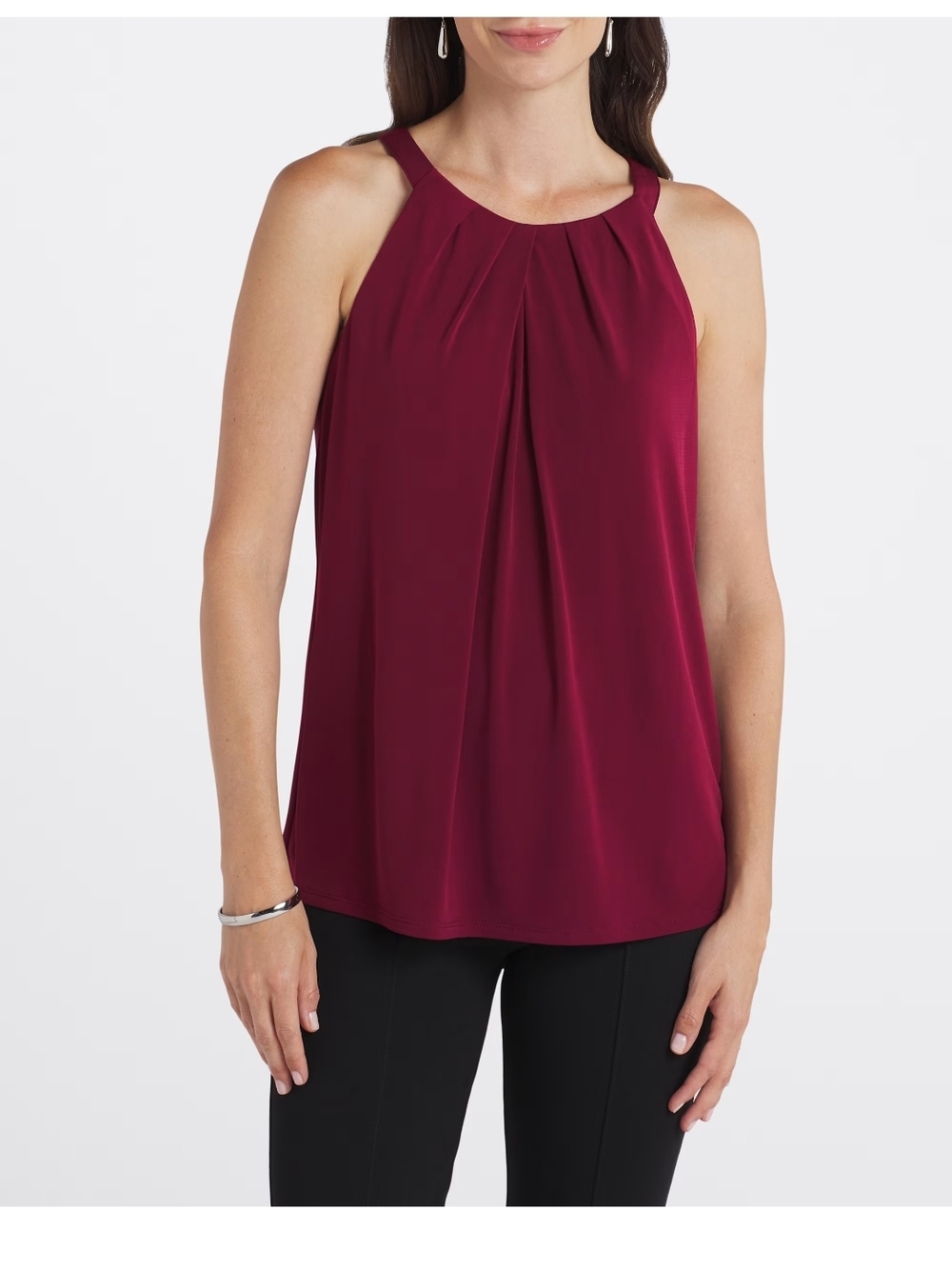 Pleated Halter Camisole in Burgundy